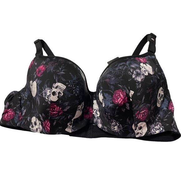 Torrid Womens NWT Black Skull Smooth Lined Full Coverage Balconette Bra Sz 42G - Picture 2 of 8